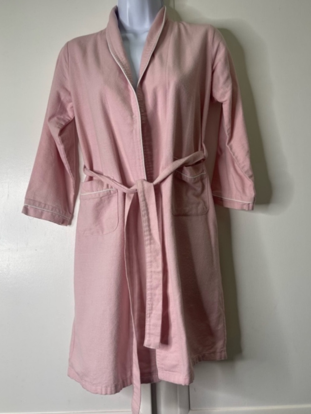 Petite Plume Kid's Flannel Robe Pink Cotton Blend Loungewear Bathrobe Size 7/8 - Picture 5 of 15